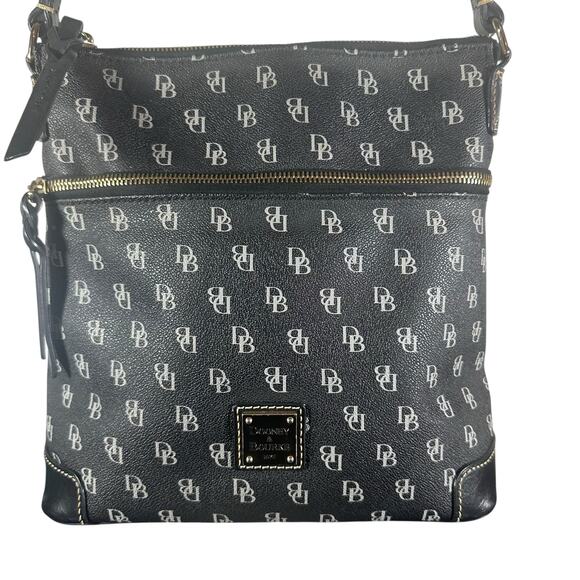 Dooney & Bourke Black Coated Canvas Shoulder Bag Logo Print Classic - Picture 2 of 15